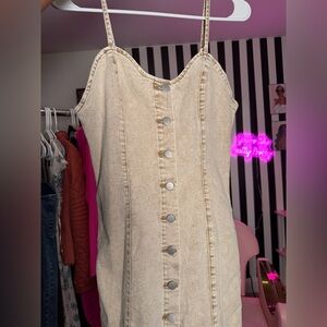 Button-Front Denim Dress